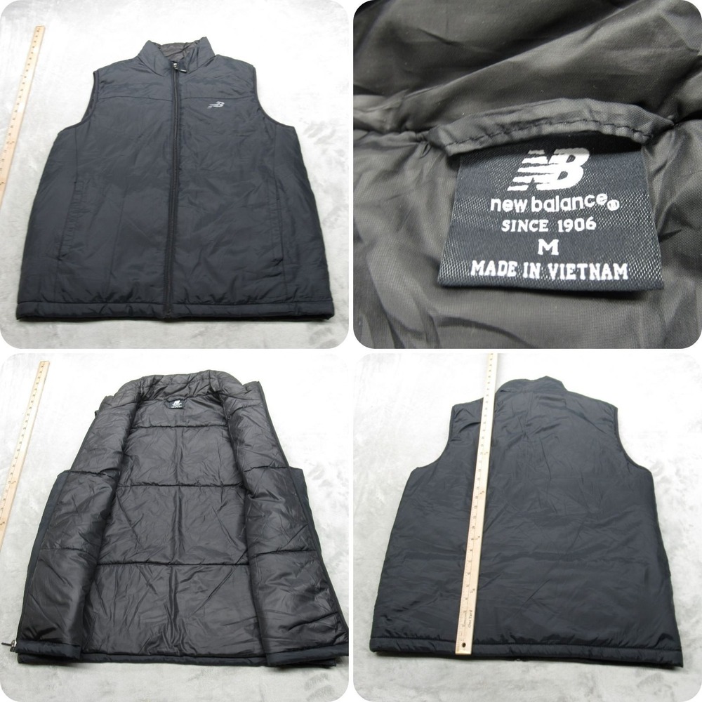 New Balance Vest Men Medium Black Insulated Lightweight Packable Full Zip Puffer